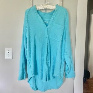 Aerie Blue Button Down Shirt with Classic Style